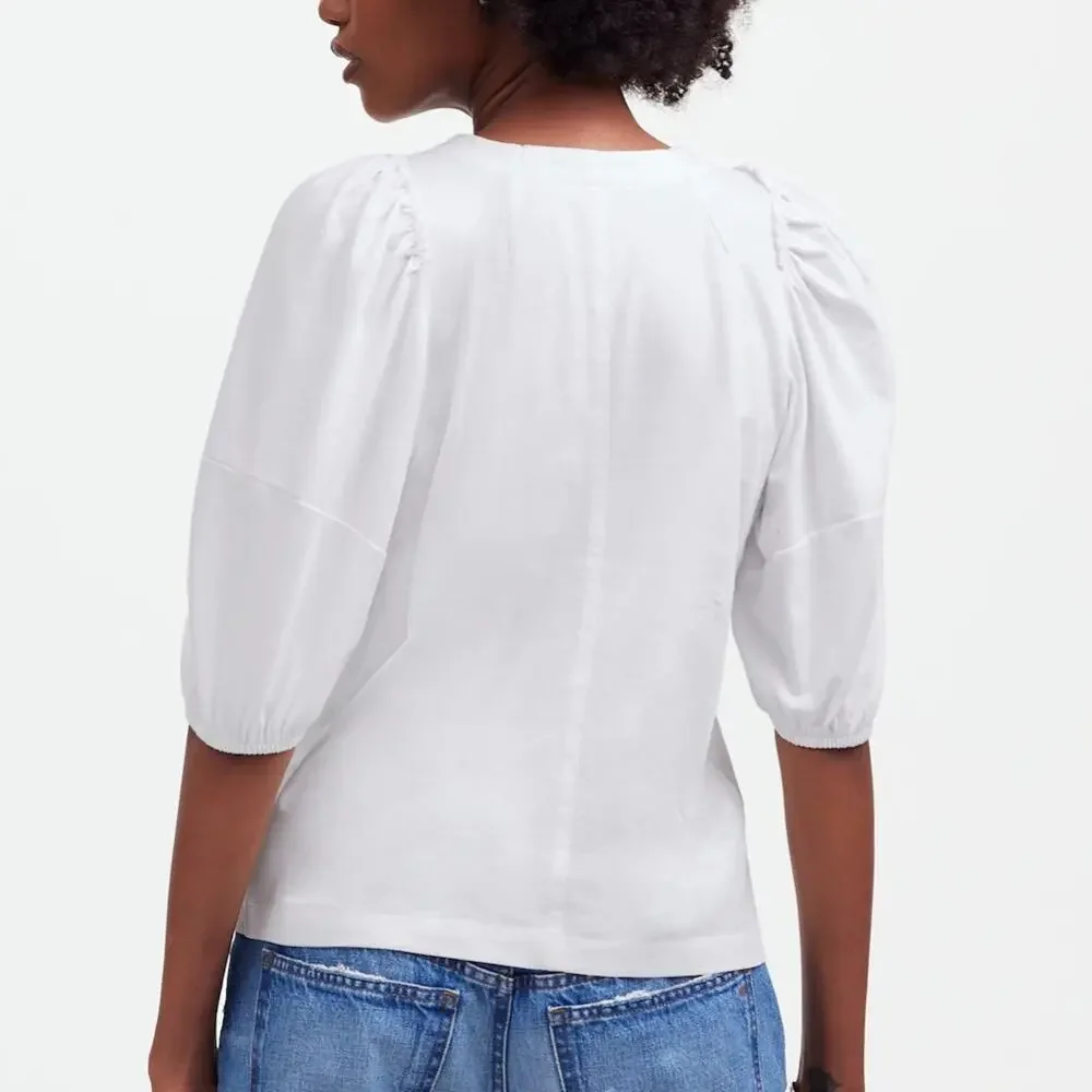 NWT Madewell White‎ Puff Sleeve Tee Size XS
